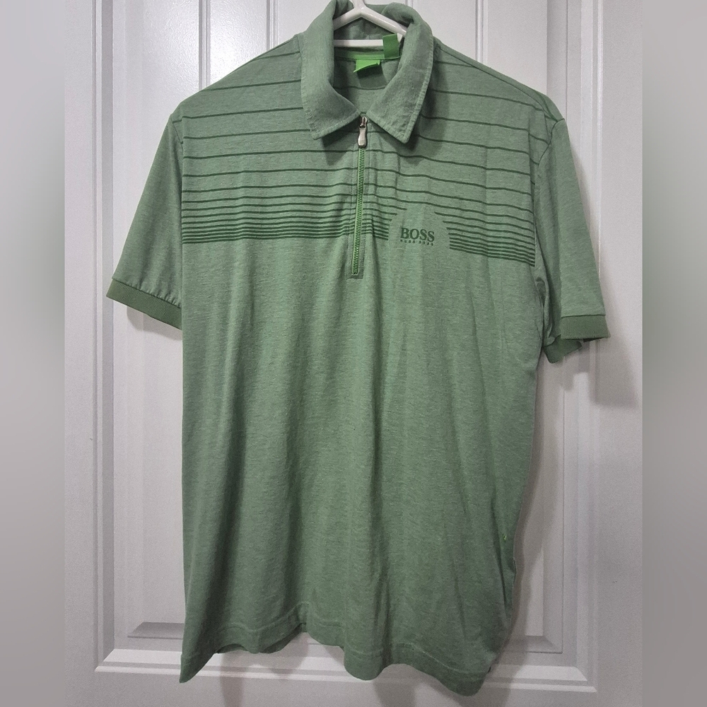 Mens Hugo Boss 1/4 Zip Polo T Shirt Size Medium